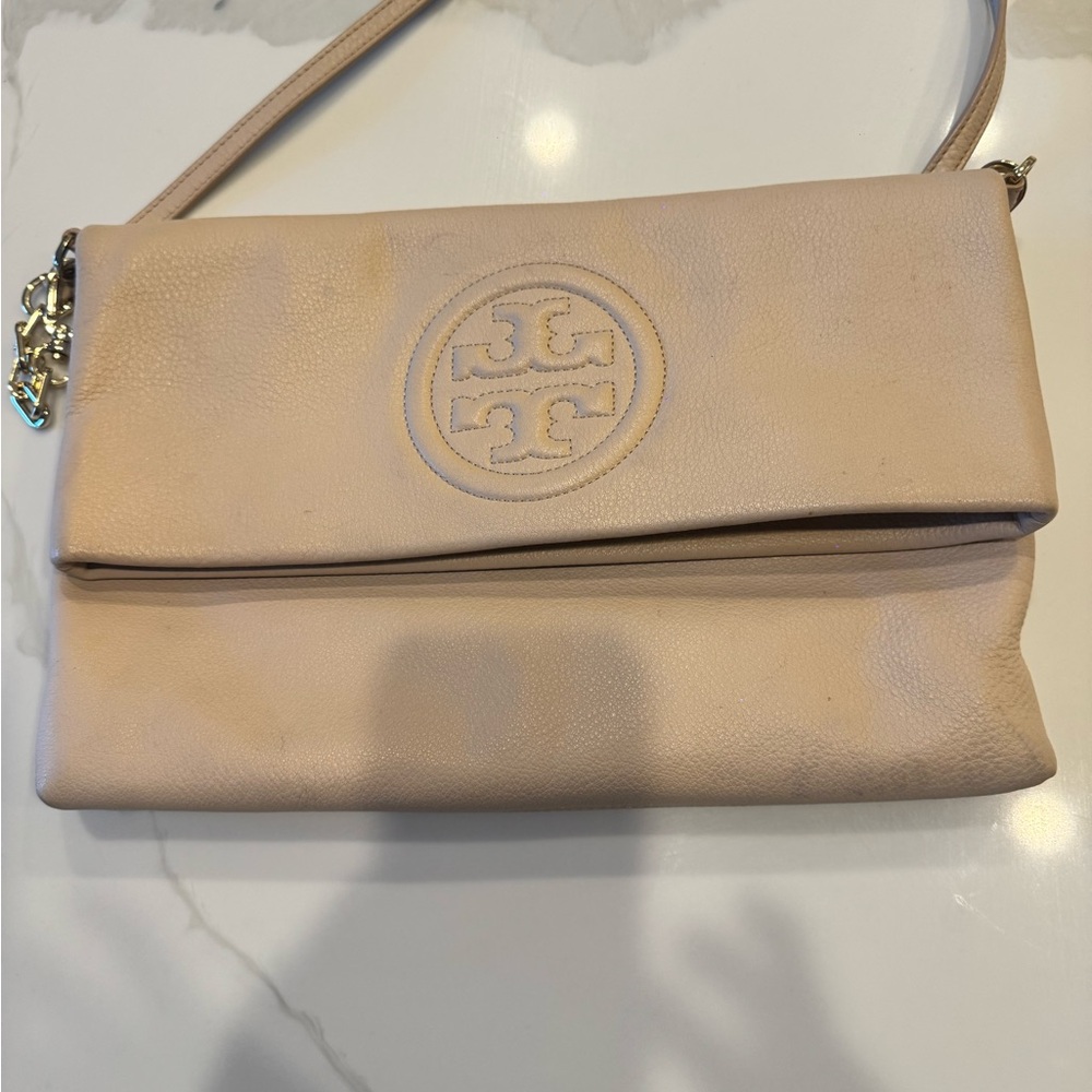 Tory Burch Cream Leather Wristlet